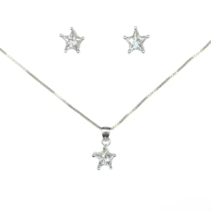 CONJUNTO DE PLATA FINA ESTRELLA CON CIRCON BLANCO